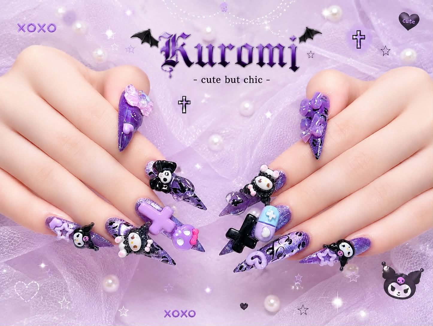 Purple Kuromi nail design