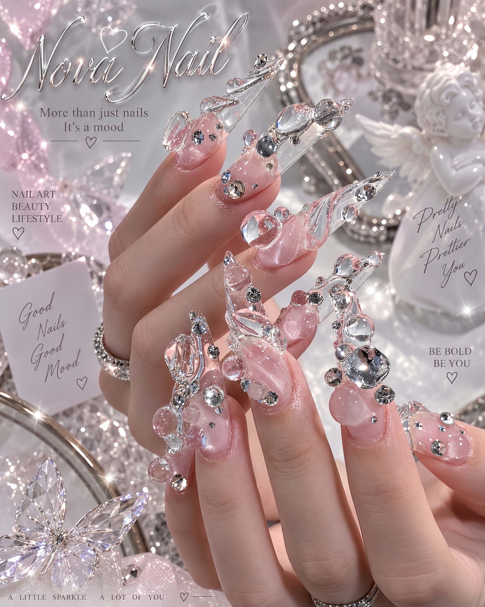 Nova Nail crystal bubble design