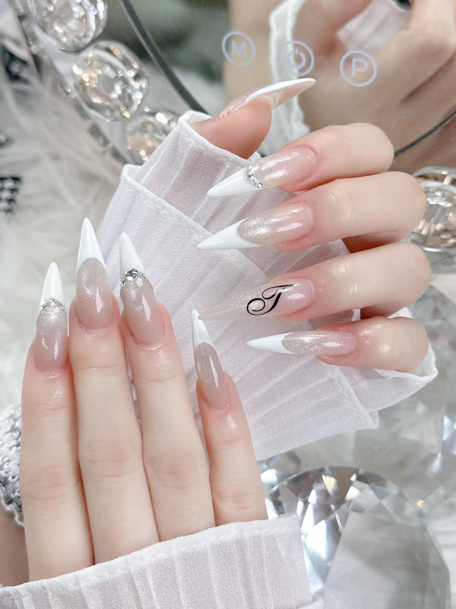 Elegant white French nail design